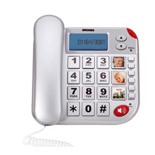 BRONDI SUPERBRAVOPLUSARGENTO TELEFONO CON FILO TASTI GRANDI VIVAVOCE SILVER