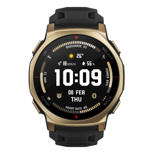 SMART WATCH 1.32' GPS BT WIFI HR BLACK GOLD