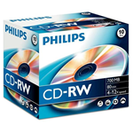 PHILIPS PHOR801012JC CD-RW JEWEL BOX HIGH SPEED 4-12X 700MB CONF.10PZ
