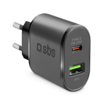 CARICABATT. RETE 25W USB/USB-C NERO